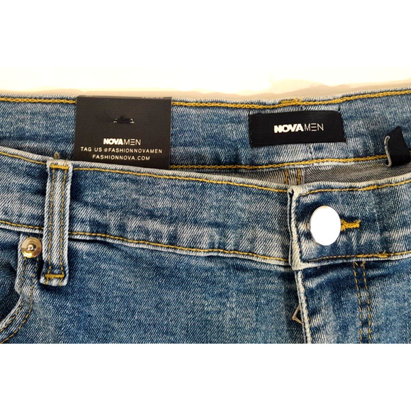 Nova Mens Distressed Ripped Jeans 42 X 32 Rose Embroidered RARE NWT 1085 - Picture 4 of 16